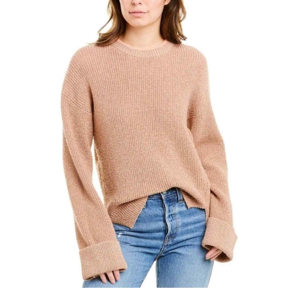 Joie Cicilia Balloon Sleeve metallic Chunky Popover Metallic Crew Neck Sweater M